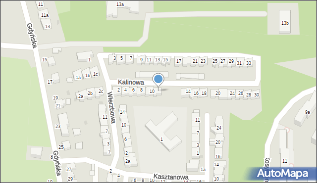 Słupsk, Kalinowa, 12, mapa Słupska