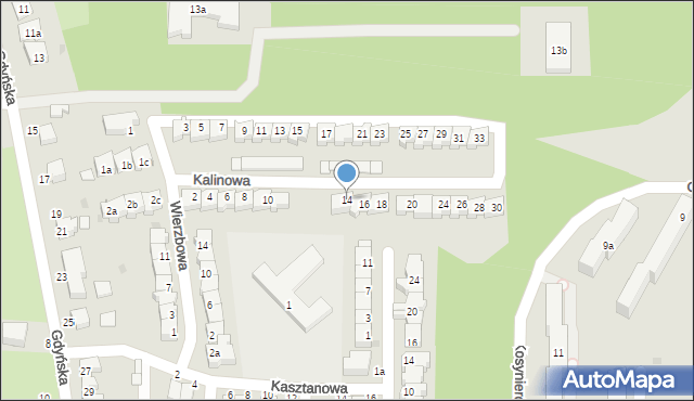 Słupsk, Kalinowa, 14, mapa Słupska