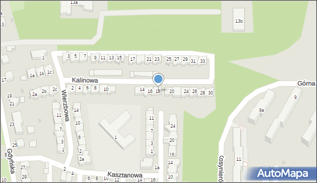 Słupsk, Kalinowa, 18, mapa Słupska