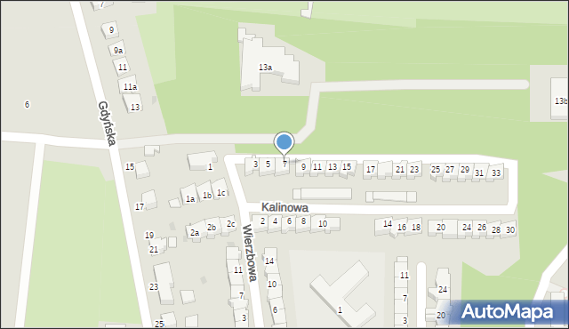 Słupsk, Kalinowa, 7, mapa Słupska