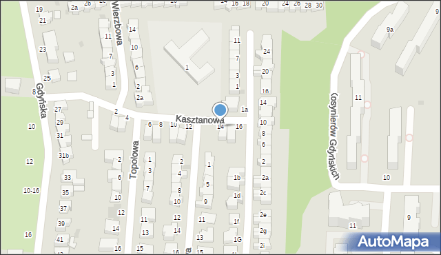 Słupsk, Kasztanowa, 14, mapa Słupska