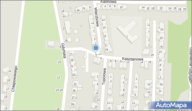 Słupsk, Kasztanowa, 2, mapa Słupska