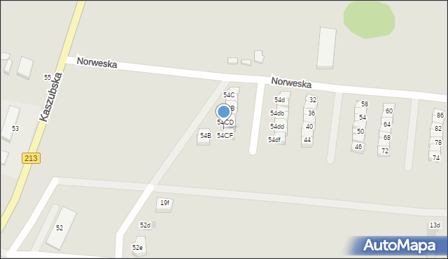 Słupsk, Kaszubska, 54CE, mapa Słupska