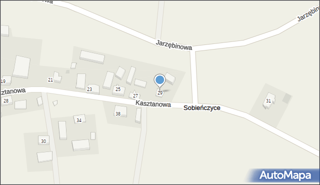 Sobieńczyce, Kasztanowa, 29, mapa Sobieńczyce