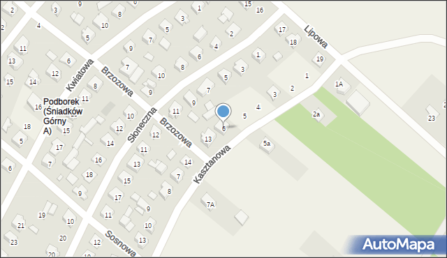 Sobienie-Jeziory, Kasztanowa, 6, mapa Sobienie-Jeziory