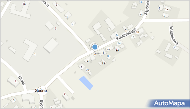 Sośno, Kamińskiego, 6, mapa Sośno