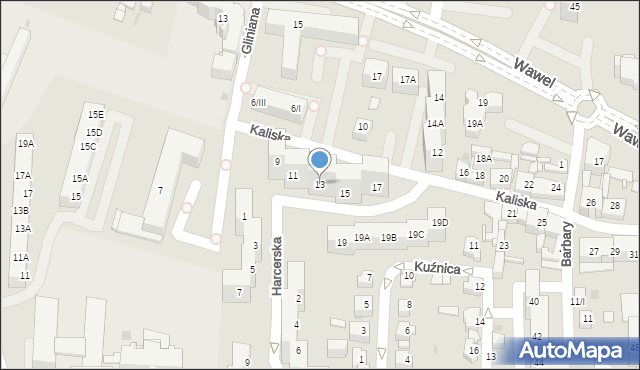 Sosnowiec, Kaliska, 13, mapa Sosnowca