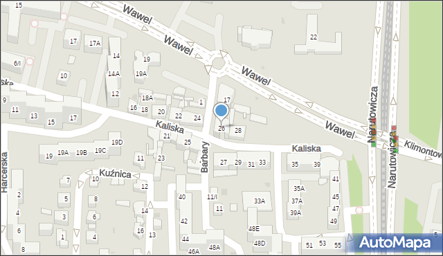 Sosnowiec, Kaliska, 26, mapa Sosnowca