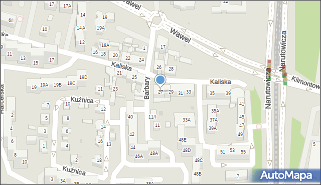 Sosnowiec, Kaliska, 27, mapa Sosnowca