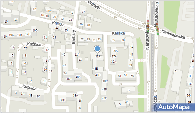 Sosnowiec, Kaliska, 33A, mapa Sosnowca