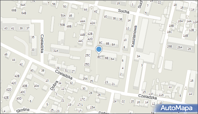 Sosnowiec, Kasztanowa, 6C, mapa Sosnowca
