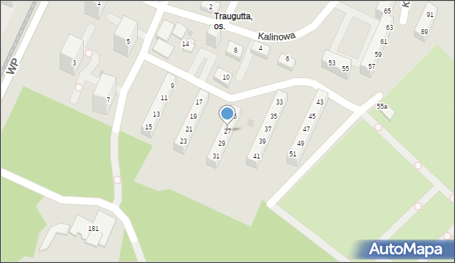 Sosnowiec, Kalinowa, 27, mapa Sosnowca