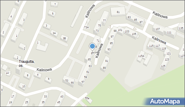 Sosnowiec, Kalinowa, 67, mapa Sosnowca