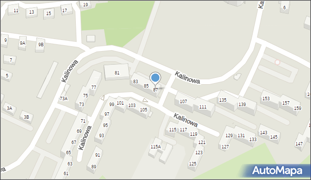 Sosnowiec, Kalinowa, 87, mapa Sosnowca