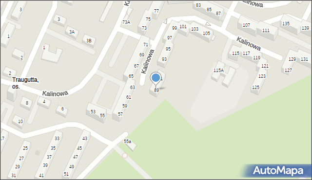 Sosnowiec, Kalinowa, 89, mapa Sosnowca