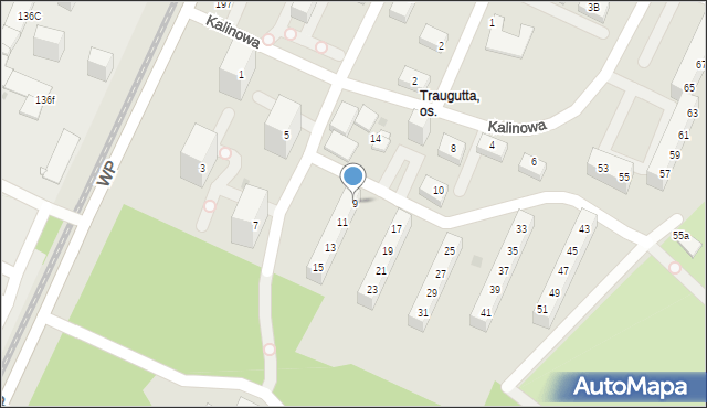 Sosnowiec, Kalinowa, 9, mapa Sosnowca