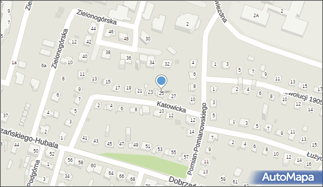 Sosnowiec, Katowicka, 25, mapa Sosnowca