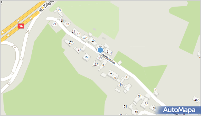 Sosnowiec, Kamienna, 11, mapa Sosnowca