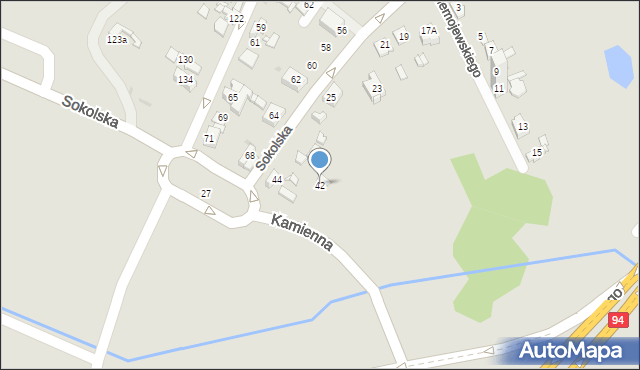 Sosnowiec, Kamienna, 42, mapa Sosnowca