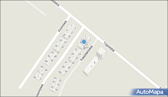 Środa Wielkopolska, Kasztanowa, 18, mapa Środa Wielkopolska