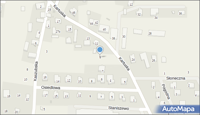 Staniszewo, Kartuska, 9, mapa Staniszewo