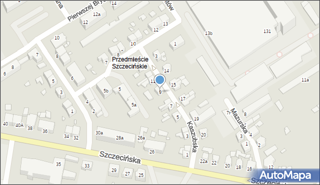 Stargard, Kaszubska, 9, mapa Stargard