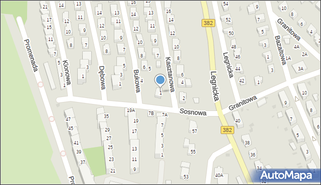 Strzegom, Kasztanowa, 1, mapa Strzegom