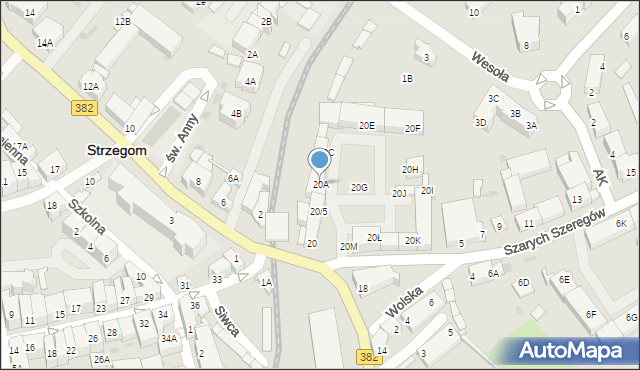 Strzegom, Kasztelańska, 20A, mapa Strzegom