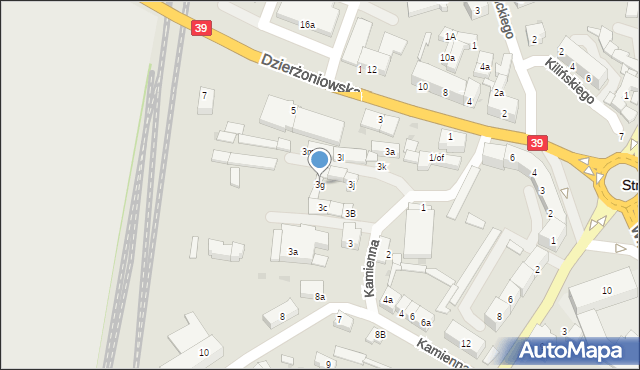 Strzelin, Kamienna, 3g, mapa Strzelin