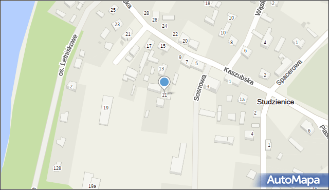 Studzienice, Kaszubska, 11, mapa Studzienice