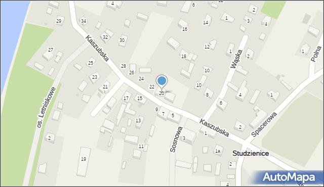Studzienice, Kaszubska, 20, mapa Studzienice