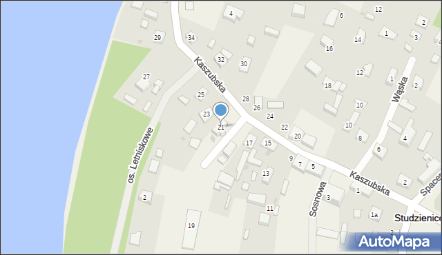 Studzienice, Kaszubska, 21, mapa Studzienice