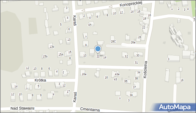 Sucha Beskidzka, Karaś Zofii, dr., 11, mapa Sucha Beskidzka