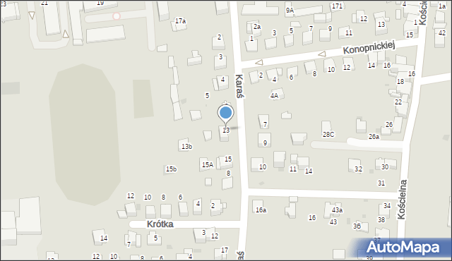 Sucha Beskidzka, Karaś Zofii, dr., 13, mapa Sucha Beskidzka