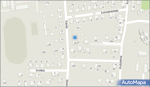 Sucha Beskidzka, Karaś Zofii, dr., 9, mapa Sucha Beskidzka