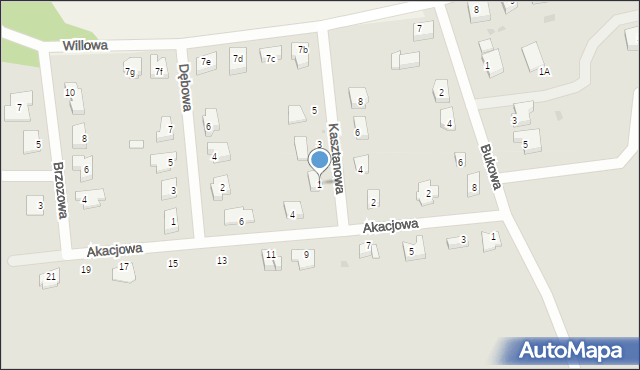 Sulęcin, Kasztanowa, 1, mapa Sulęcin