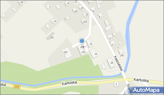 Sulęczyno, Kaszubska, 22B, mapa Sulęczyno