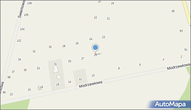 Suszno, Kalinowa, 25, mapa Suszno