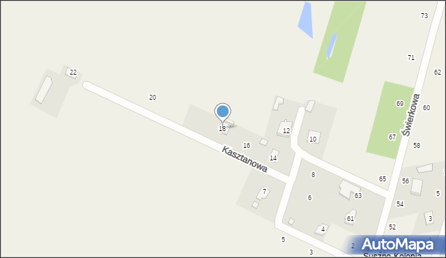 Suszno, Kasztanowa, 18, mapa Suszno