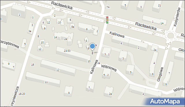 Świdnik, Kalinowa, 8, mapa Świdnika