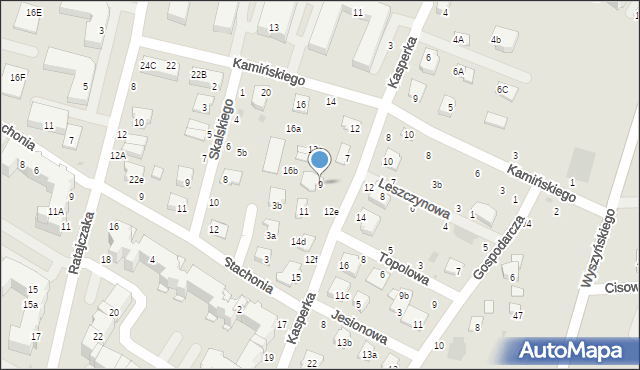 Świdnik, Kasperka Janusza, 9, mapa Świdnika