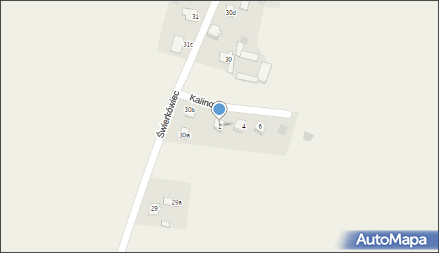 Świerkówiec, Kalinowa, 2, mapa Świerkówiec