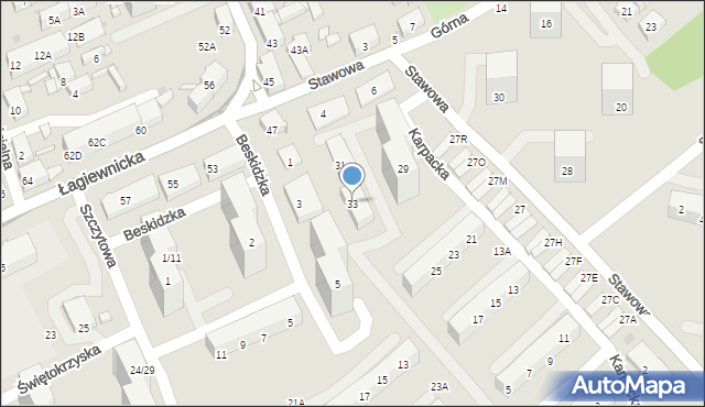 Świętochłowice, Karpacka, 33, mapa Świętochłowice