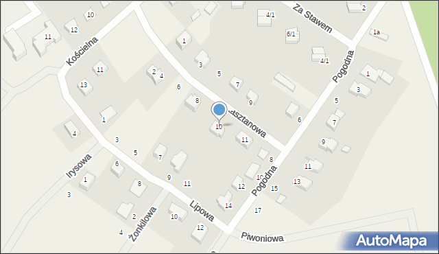 Sycewice, Kasztanowa, 10, mapa Sycewice