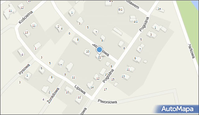 Sycewice, Kasztanowa, 11, mapa Sycewice