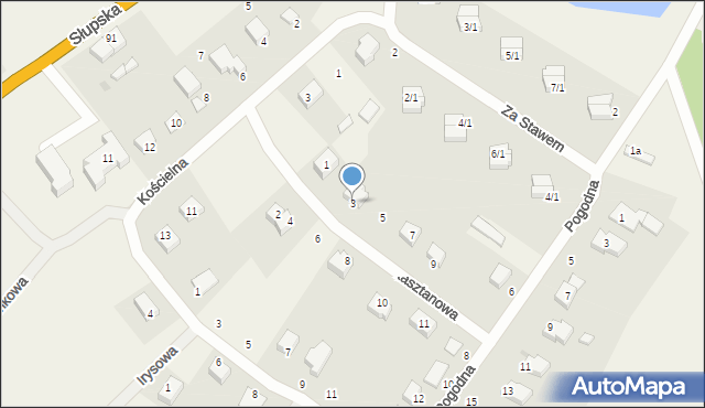 Sycewice, Kasztanowa, 3, mapa Sycewice