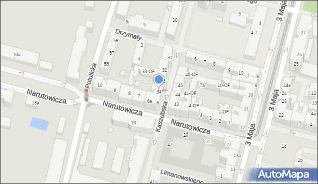 Szczecin, Kaszubska, 34, mapa Szczecina