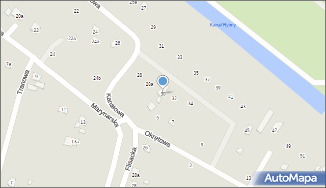 Szczecin, Kanałowa, 30, mapa Szczecina