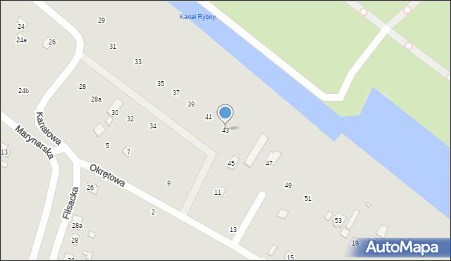 Szczecin, Kanałowa, 43, mapa Szczecina