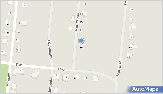 Szczecin, Kaszmirowa, 21, mapa Szczecina